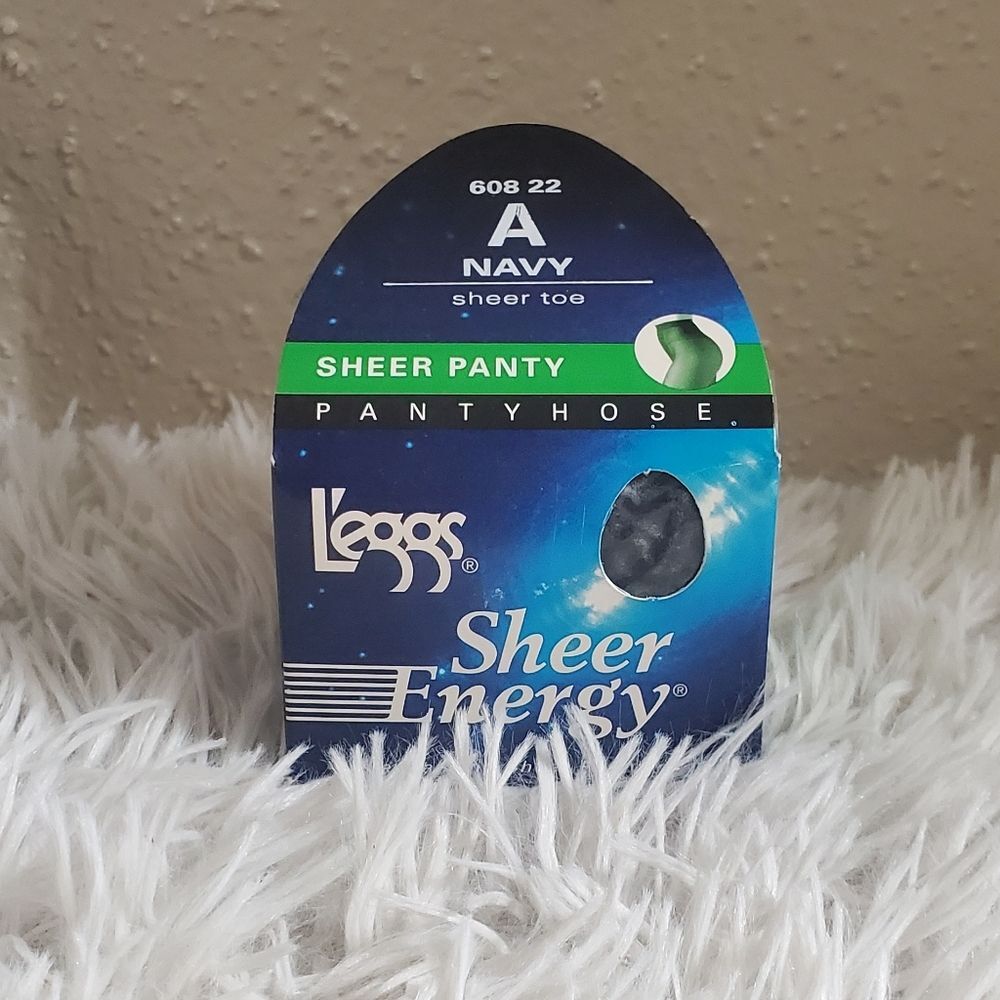 Vintage Womens Leggs Sheer Energy Navy Pantyhose